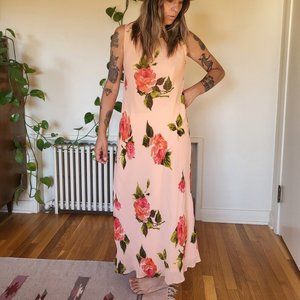 Vintage long floral maxi dress 90's slip dress